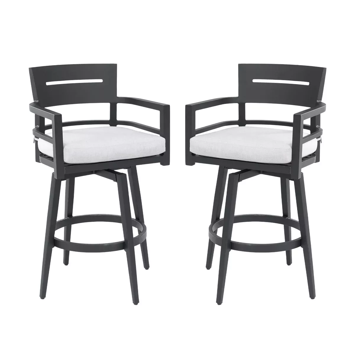 Outdoor Swivel Bar Chairs, 360 Degree Rotation, Ergonomic Backrest (Set of 2)