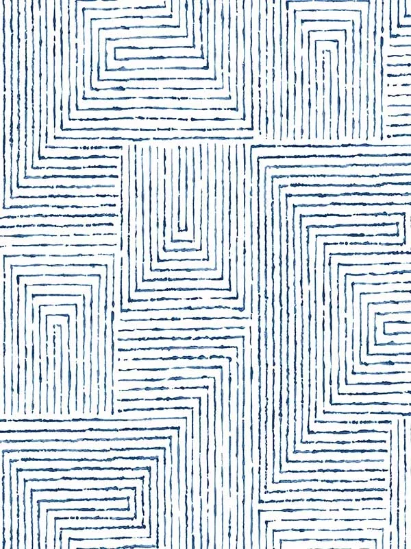 A Street Prints 2964-25955 Merritt Geometric Indigo Wallpaper